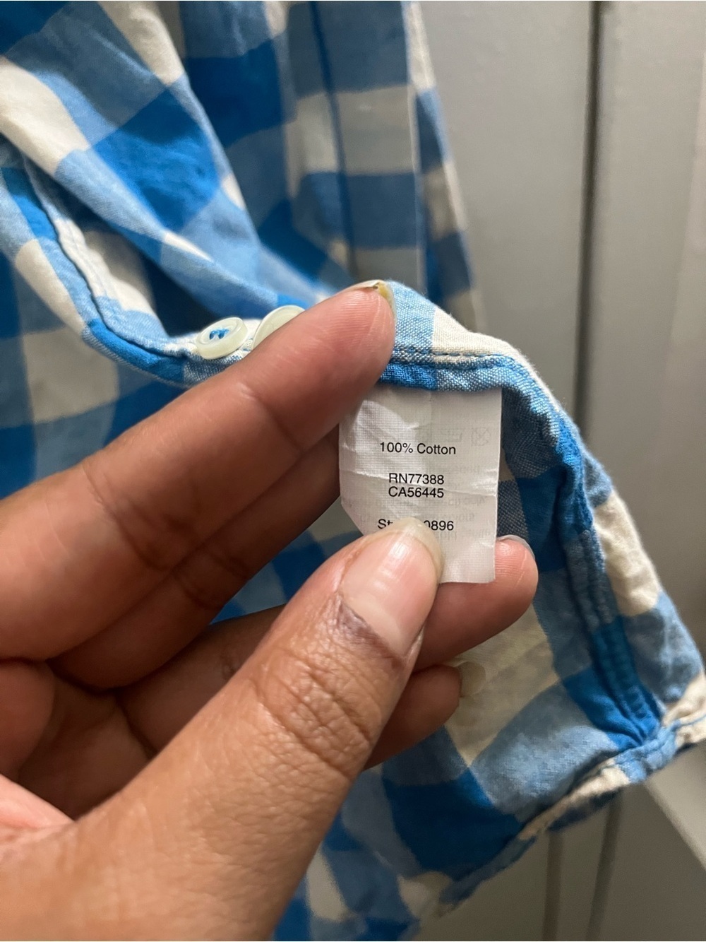 J. Crew boy fit Blue and White Gingham Cotton Button-Up Shirt - Picture 7 of 7